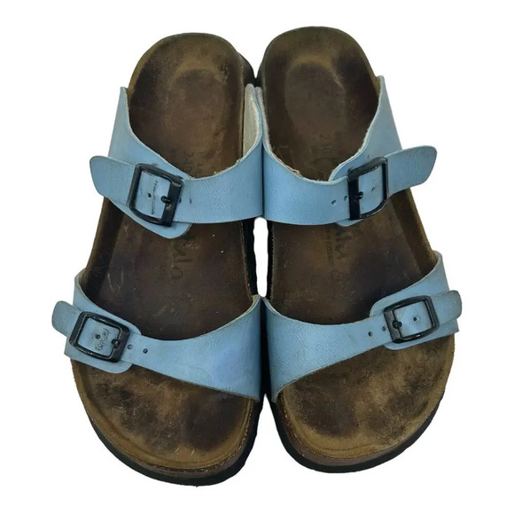 Betula Original Birkenstock 240 Light Blue Leather‎ Slide Sandals Size 37 US 6 - Picture 3 of 7
